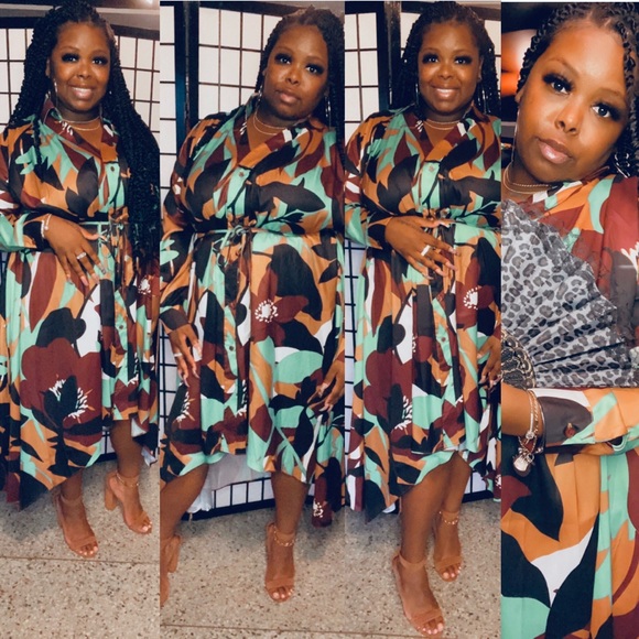 🌟HP🌟Dani Green & Brown Long Sleeve Dress👗 - Picture 8 of 15